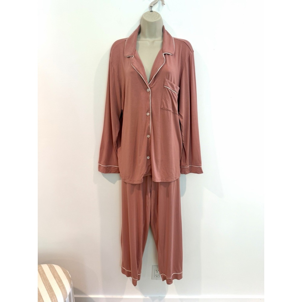 Eberjey Pajama Set Gisele Long Sleeve Pants Blush Pink Womens Sz L Modal Jersey